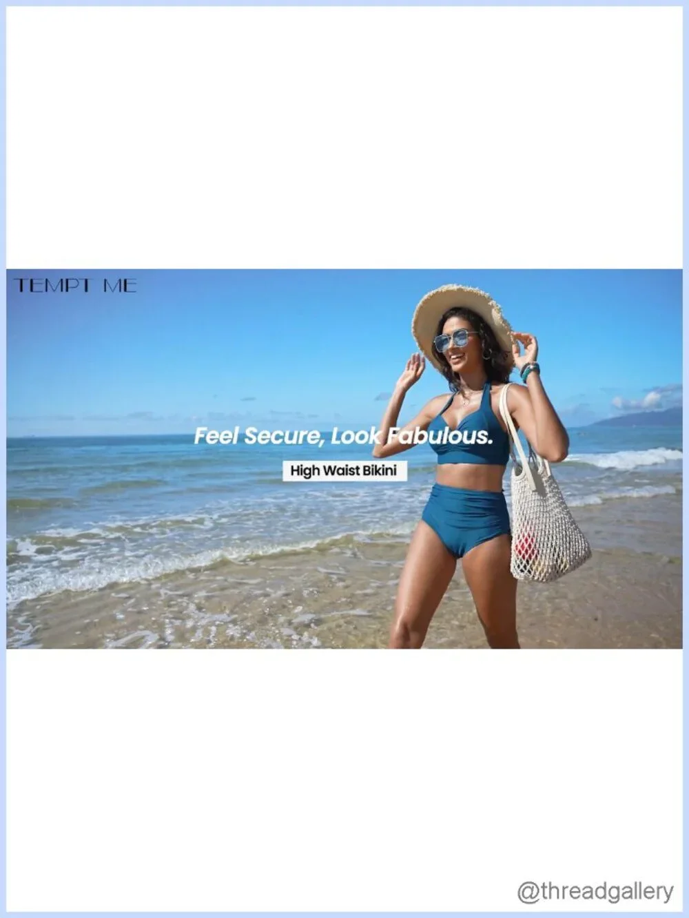 Two Piece High Waisted Bikini Set with Padded Push-Up Bra and Adjustable Straps